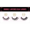 Double-Layered Silk False Eyelashes OEM 3D Mink Lashes Round Box Own Logo